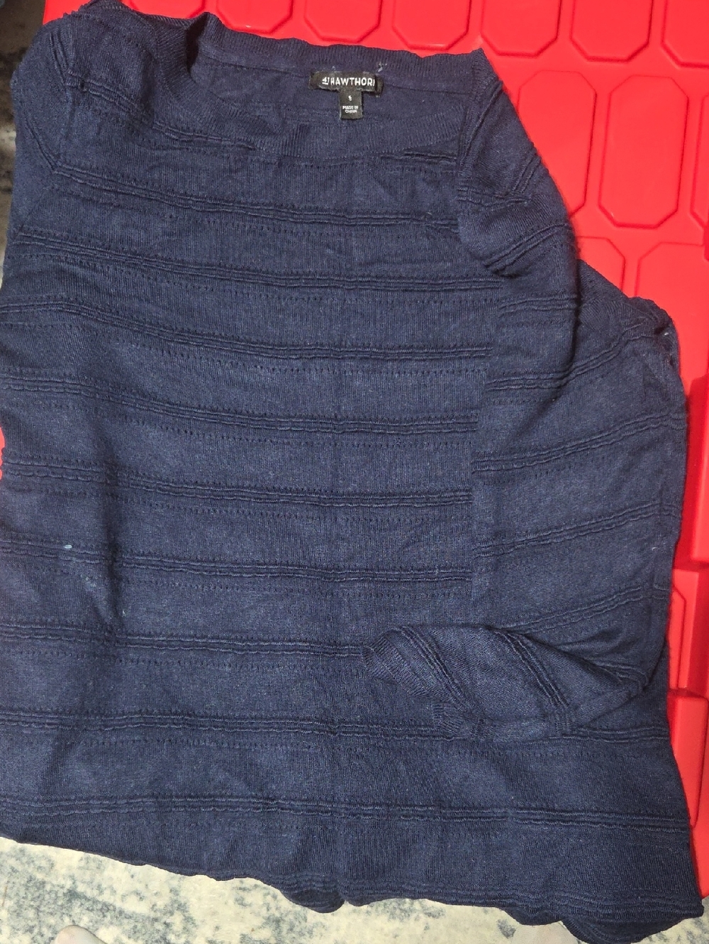 41 Hawthorn Navy Textured Crewneck Sweater
